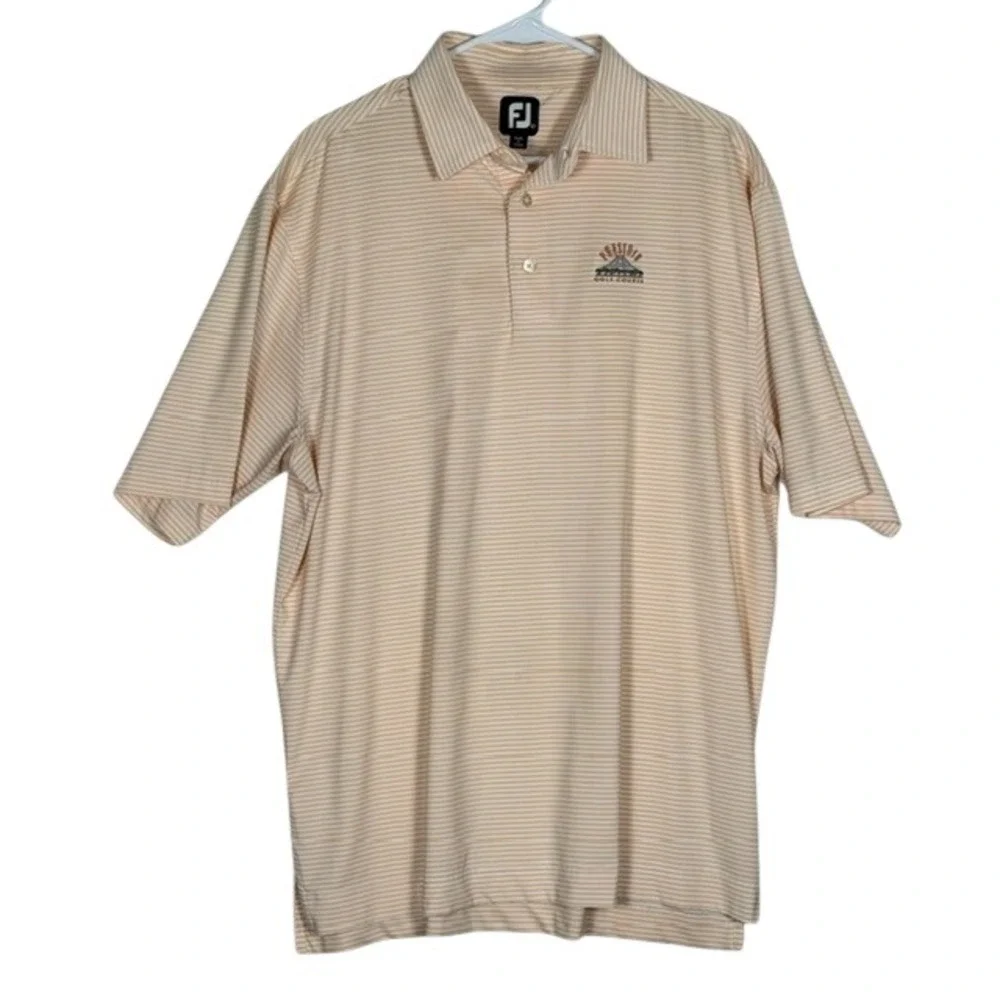 FootJoy Mens Orange Striped Presidio Golf Course‎ ProDry Polo Shirt Large XL